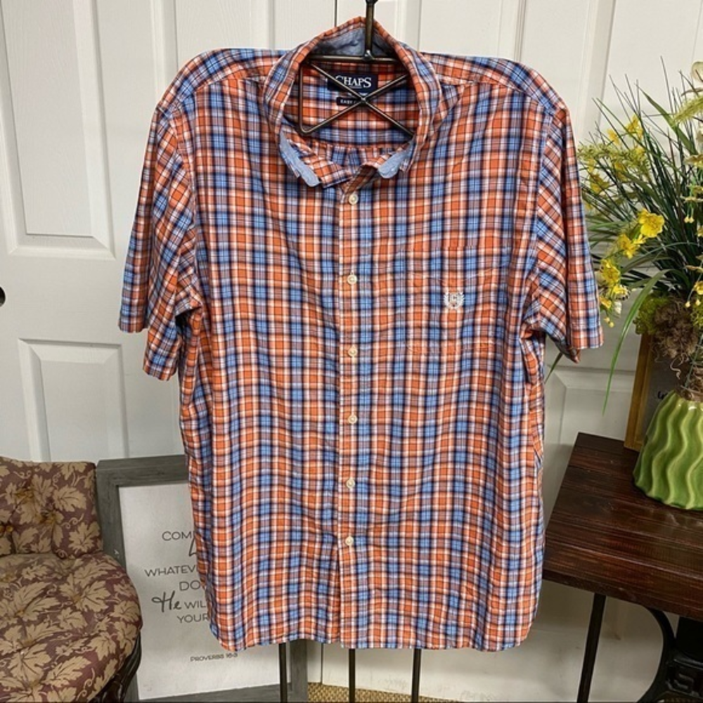 Chaps Short Sleeve Plaid Shirt M‎